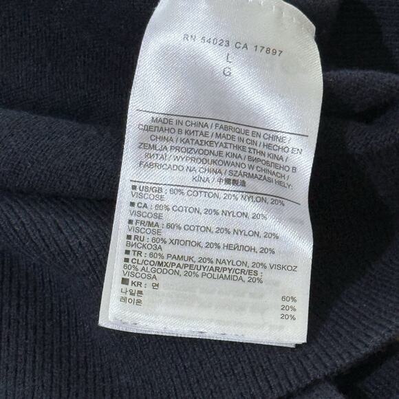 Banana Republic Mens L Luxe Sweater Collection Navy Blue Crewneck Cotton Blend - Picture 4 of 7